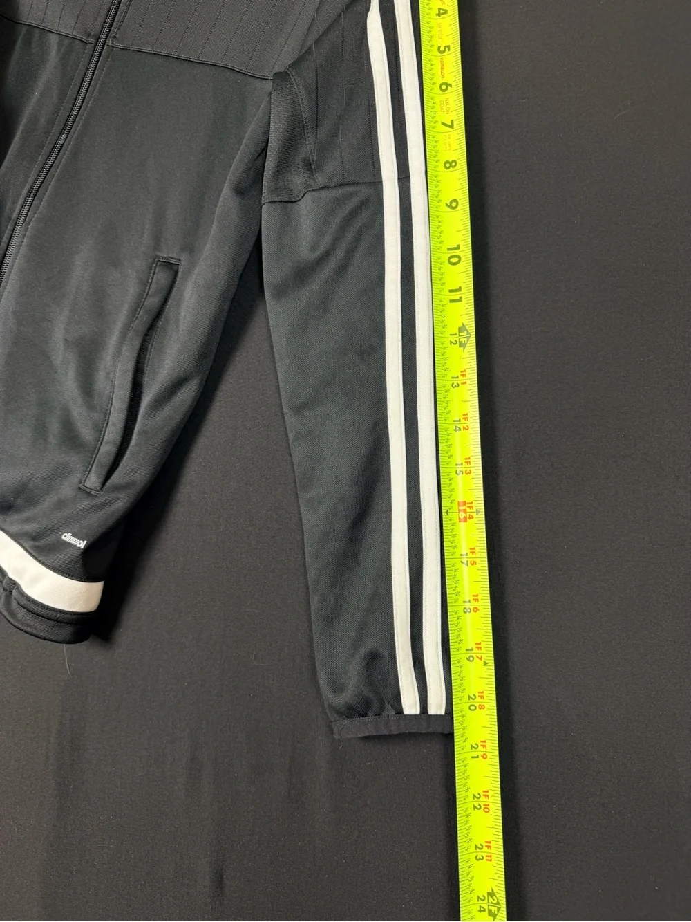 adidas Jacket Boys M Zip up Track Black 3 White Stripes Climacool Breathable